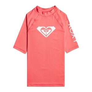 Roxy Girls Whole Hearted Short Sleeve Rashgard Pink Top Size XL